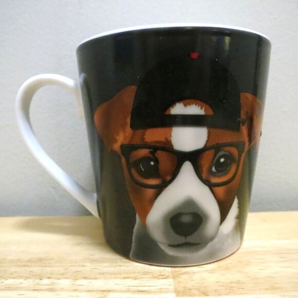 Christopher Vine Coffee Mug Dog Terrrier w/Glasses Cap Porcelain Australia 12oz - Picture 2 of 4